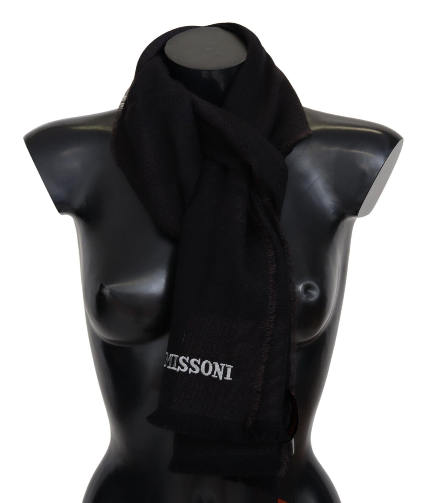 Missoni Black 100% Wool Unisex Neck Wrap Scarf Curated Luxury Accessories by Orvyn