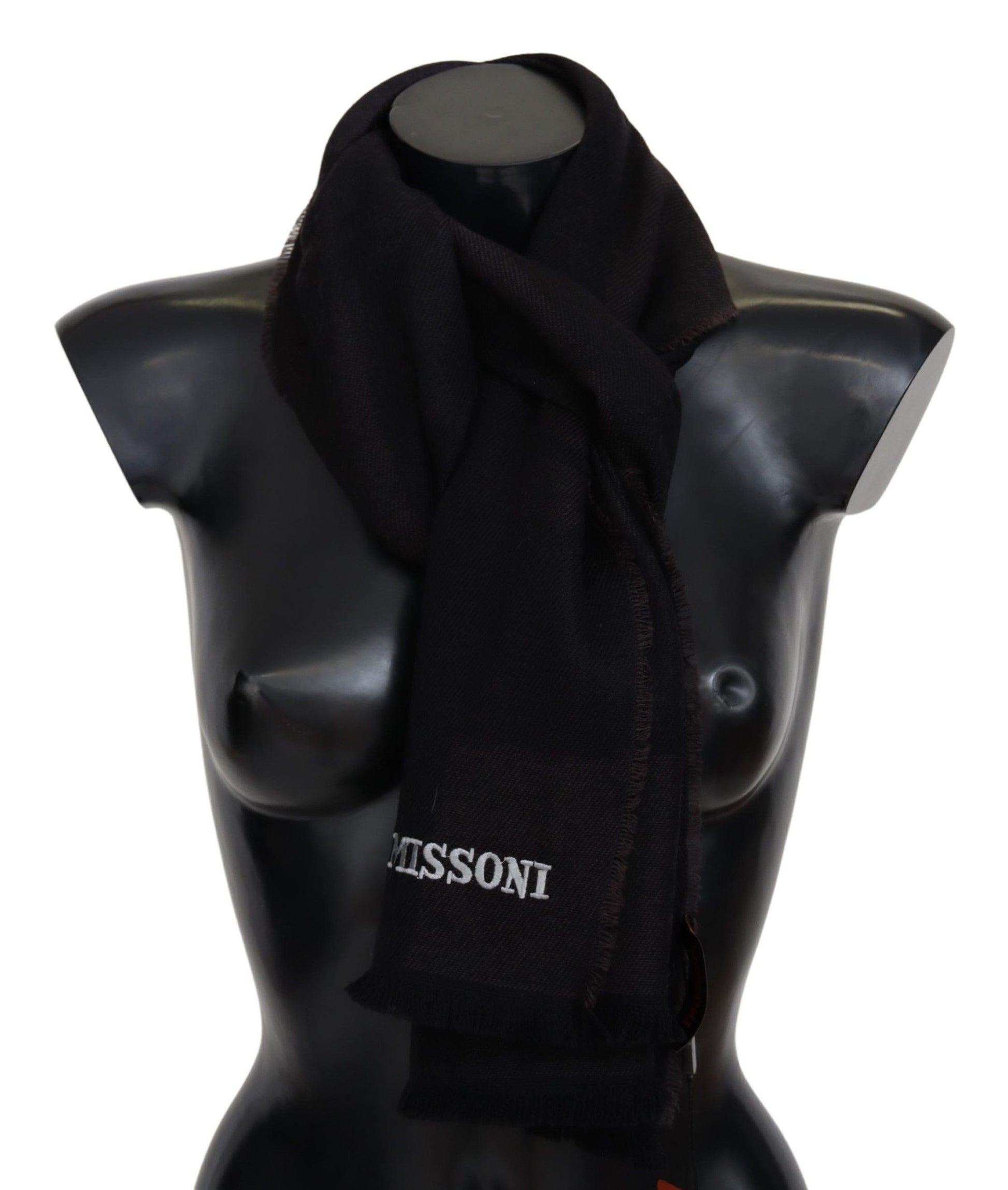Missoni Black 100% Wool Unisex Neck Wrap Scarf Curated Luxury Accessories by Orvyn