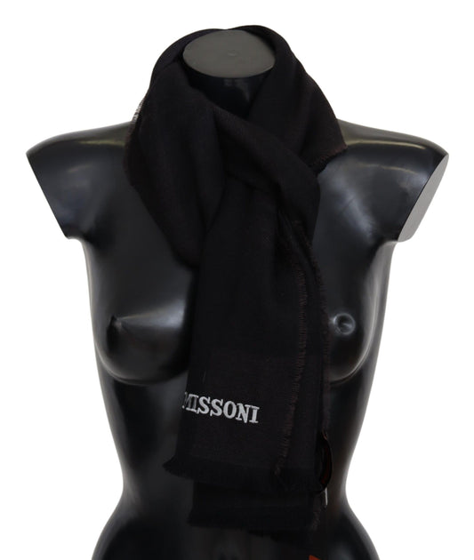 Missoni Black 100% Wool Unisex Neck Wrap Scarf Curated Luxury Accessories by Orvyn