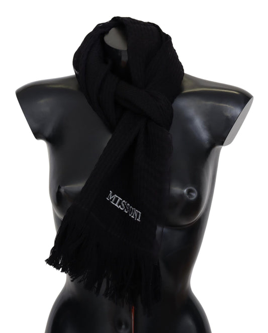 Missoni Black Wool Unisex Neck Warmer Wrap Scarf Curated Luxury Accessories by Orvyn