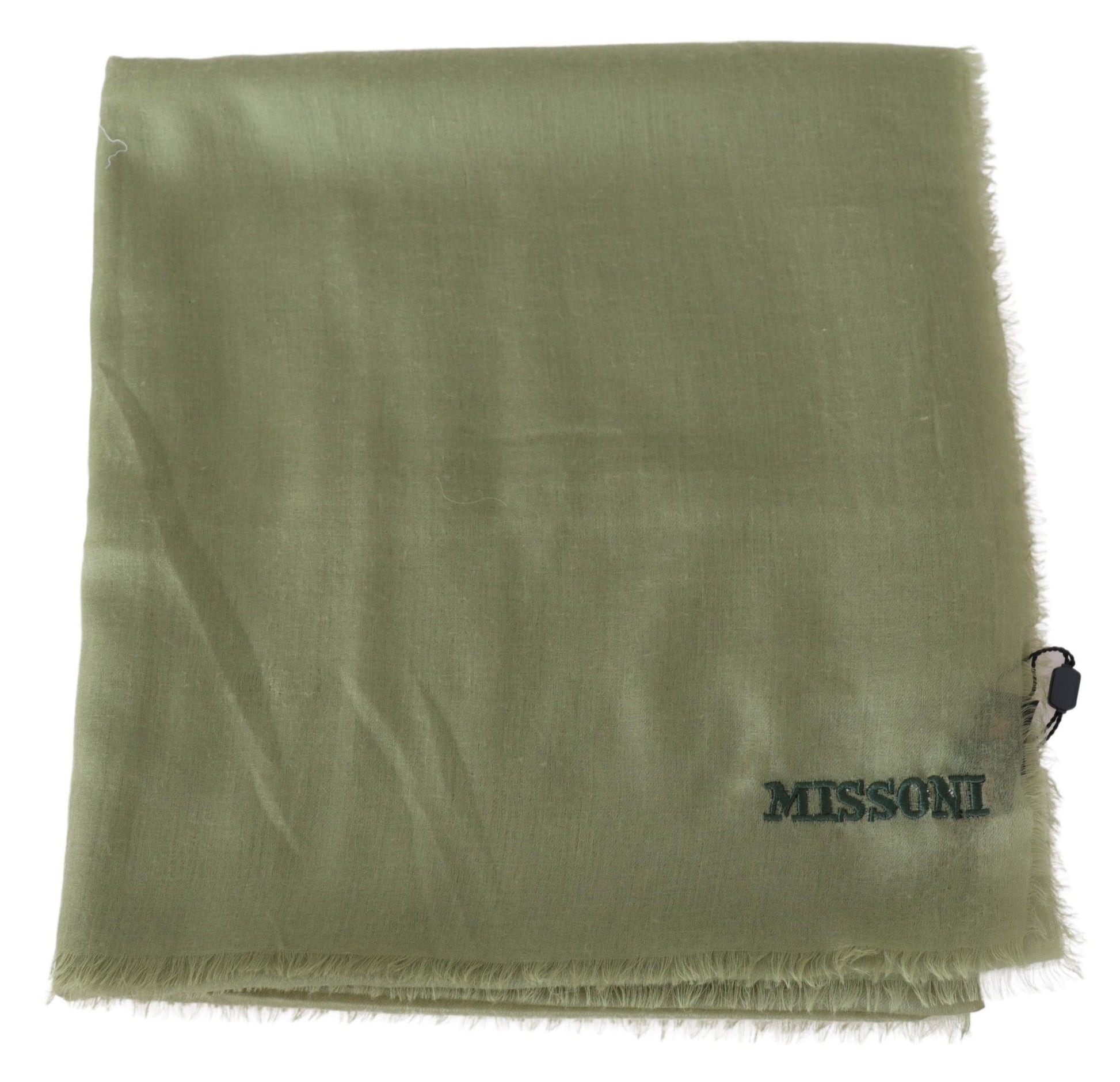 Missoni Green Cashmere Unisex Neck Wrap Scarf Curated Luxury Accessories by Orvyn