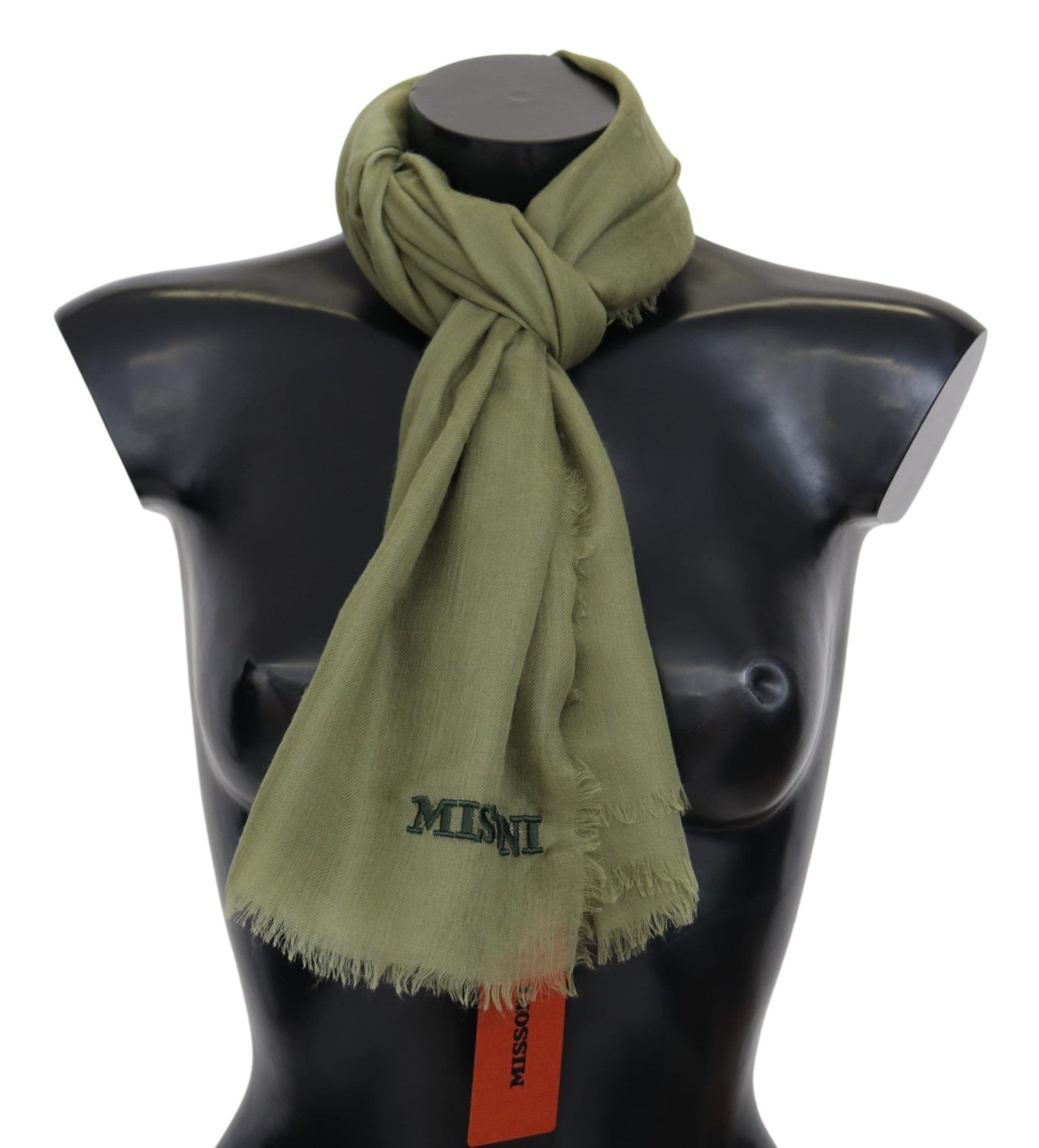 Missoni Green Cashmere Unisex Neck Wrap Scarf Curated Luxury Accessories by Orvyn