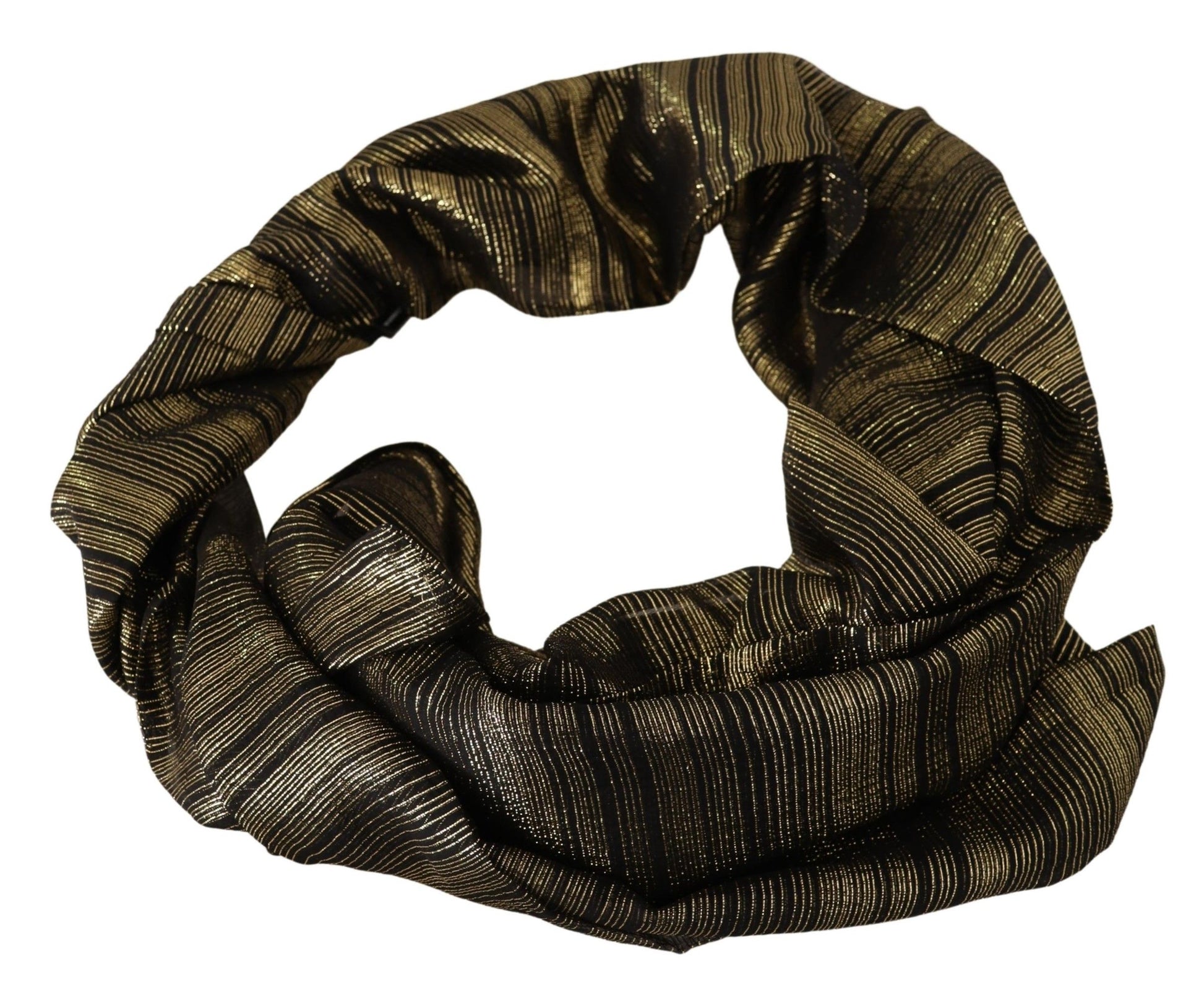 Dolce & Gabbana Metallic Gold Silk Stretch Shawl Wrap Scarf Curated Luxury Accessories by Orvyn