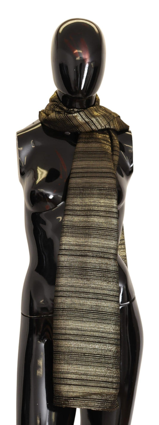 Dolce & Gabbana Metallic Gold Silk Stretch Shawl Wrap Scarf Curated Luxury Accessories by Orvyn