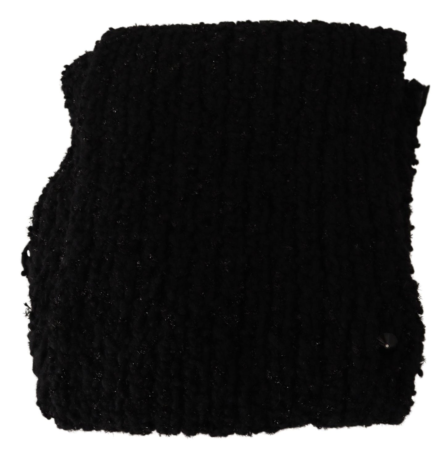 Dolce & Gabbana Black Virgin Wool Knitted Wrap Shawl Scarf Curated Luxury Accessories by Orvyn