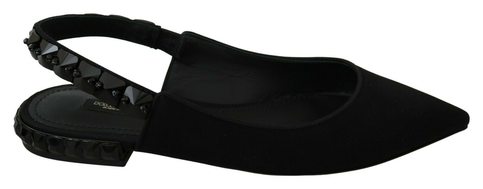 Dolce & Gabbana Black Flats Slingback Charmeuse Shoes schwarz