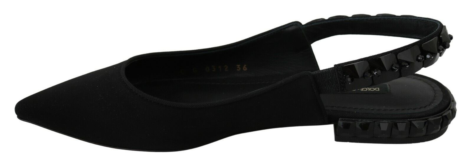 Dolce & Gabbana Black Flats Slingback Charmeuse Shoes schwarz