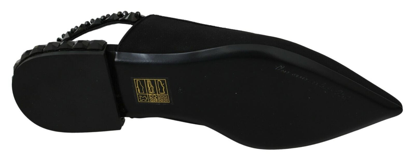 Dolce & Gabbana Black Flats Slingback Charmeuse Shoes schwarz