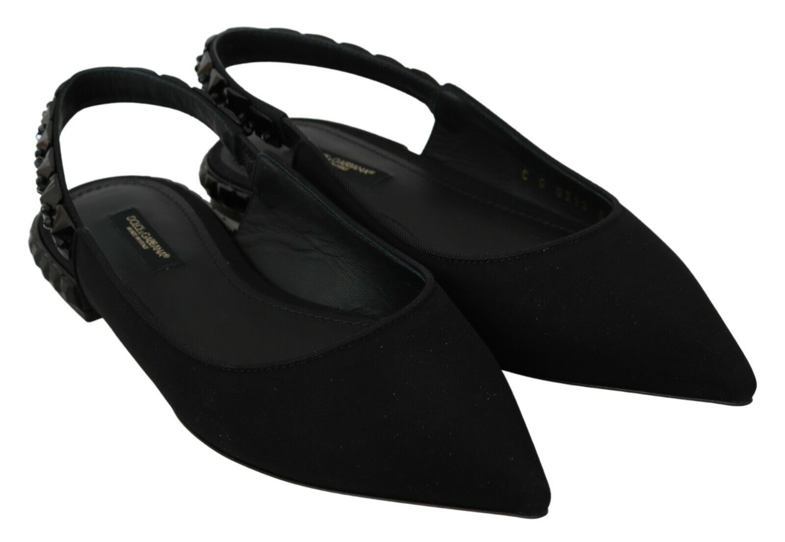 Dolce & Gabbana Black Flats Slingback Charmeuse Shoes schwarz