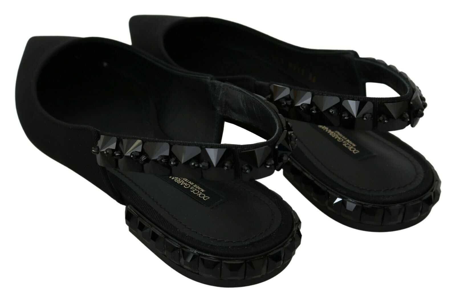 Dolce & Gabbana Black Flats Slingback Charmeuse Shoes schwarz