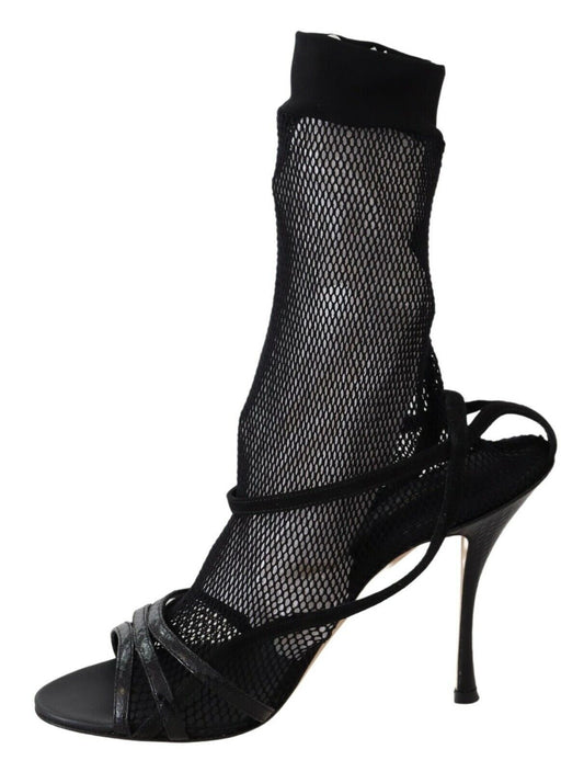 Dolce & Gabbana Black Suede Short Boots Sandals Shoes Curated Luxury Accessories by Orvyn