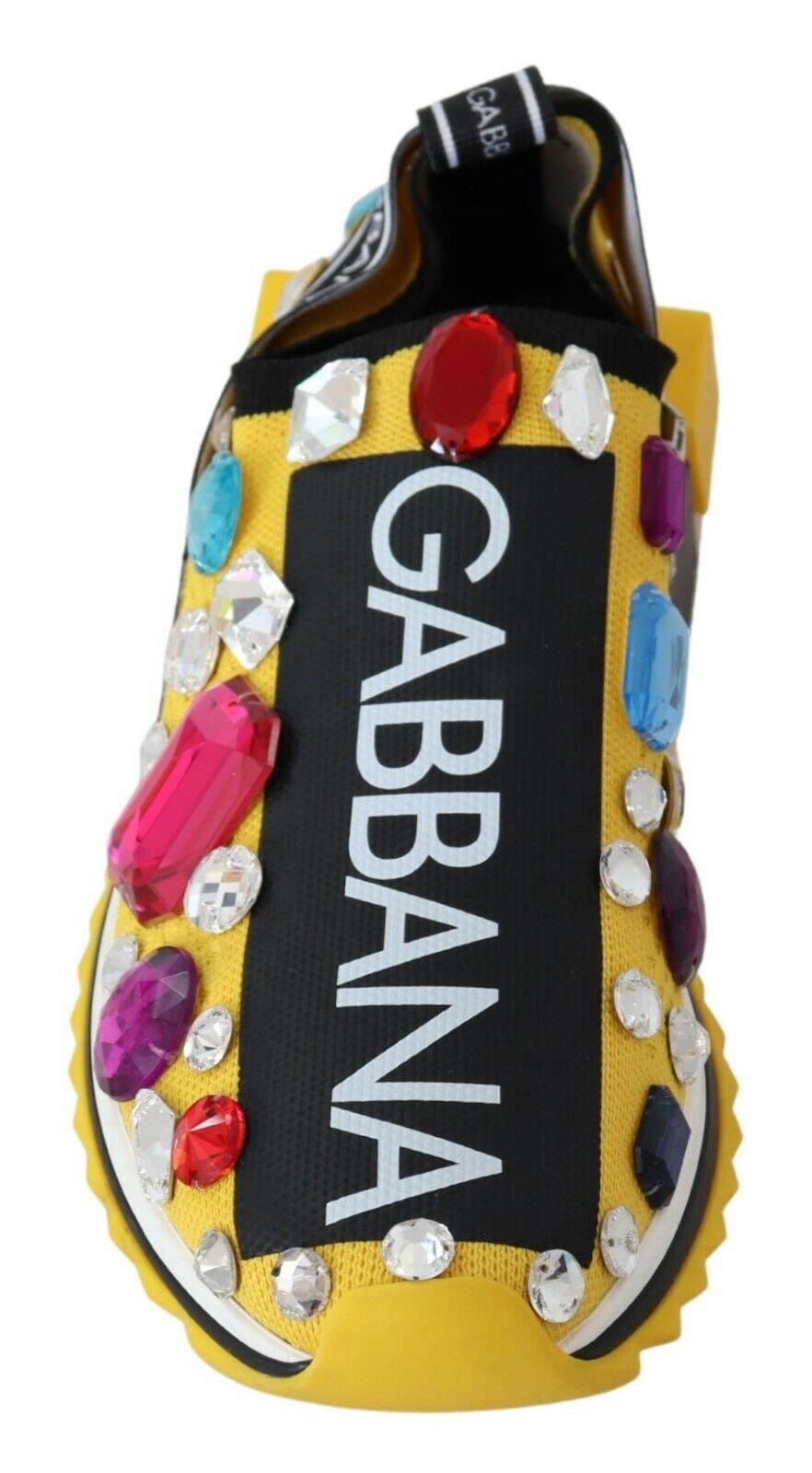 Dolce & Gabbana Yellow Multicolor Crystals Sneakers Shoes Curated Luxury Accessories by Orvyn