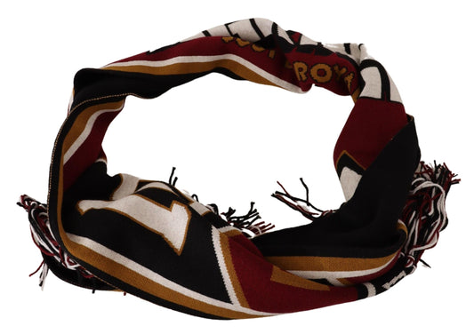 Dolce & Gabbana Multicolor Wool Knit DG King Shawl Wrap Scarf Curated Luxury Accessories by Orvyn