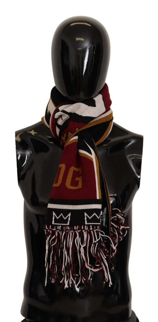 Dolce & Gabbana Multicolor Wool Knit DG King Shawl Wrap Scarf Curated Luxury Accessories by Orvyn