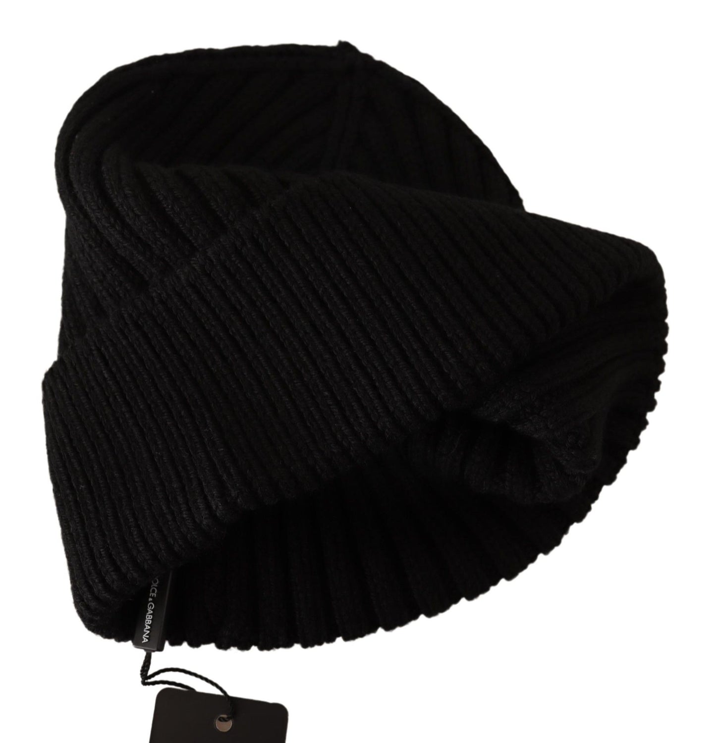 Dolce & Gabbana Black Wool Knit Women Winter Hat schwarz
