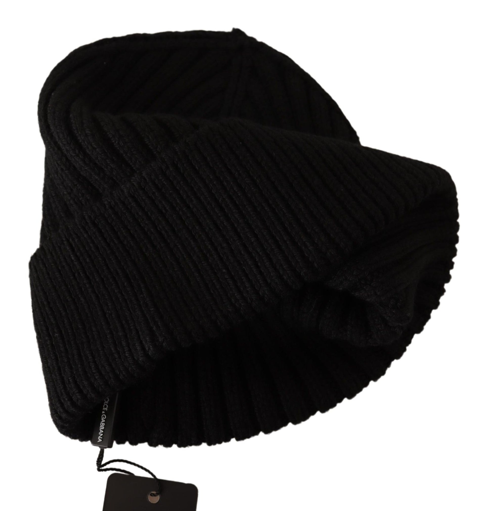Dolce & Gabbana Black Wool Knit Women Winter Hat schwarz