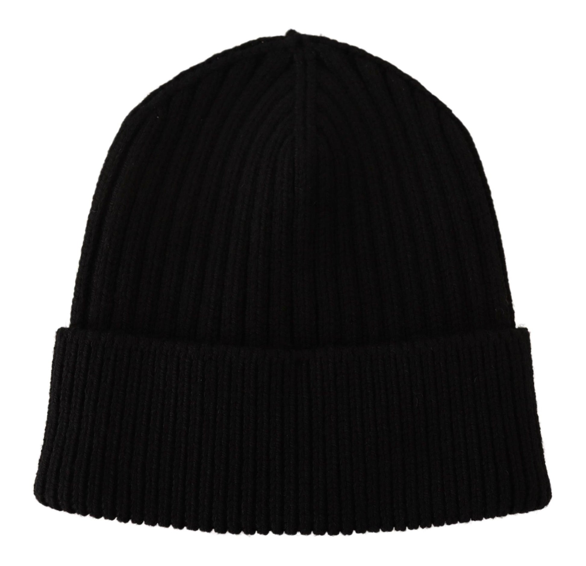 Dolce & Gabbana Black Wool Knit Women Winter Hat schwarz