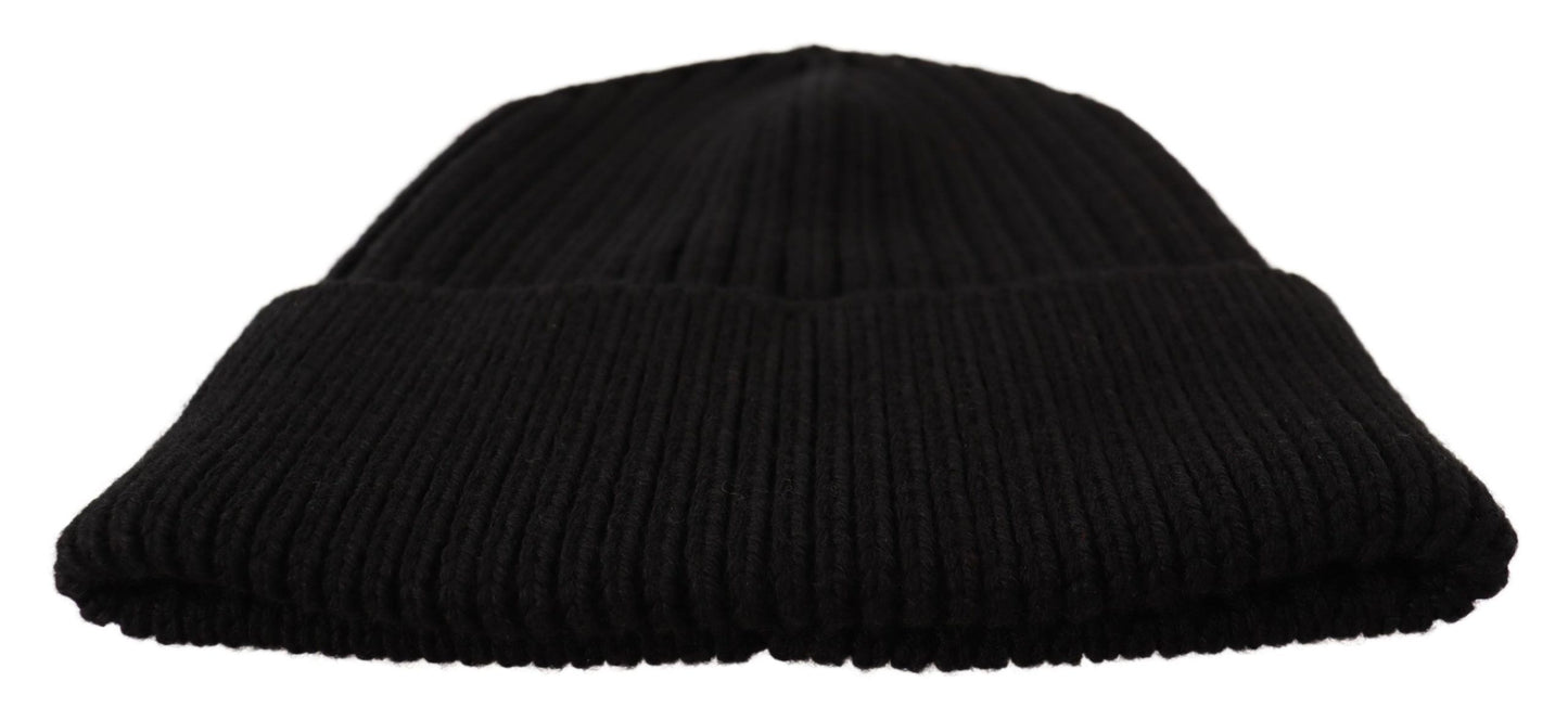Dolce & Gabbana Black Wool Knit Women Winter Hat schwarz