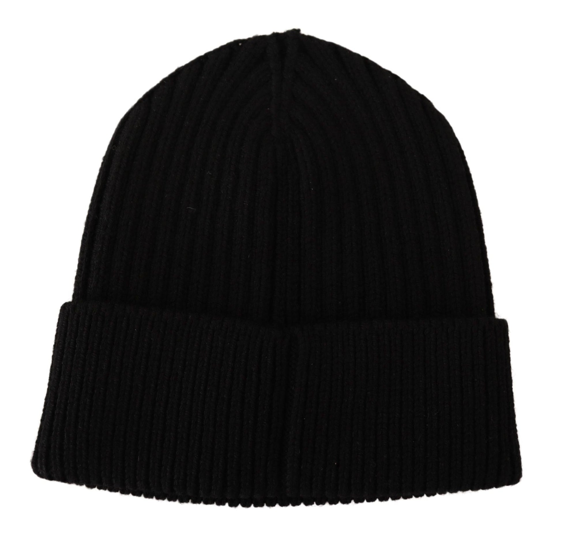 Dolce & Gabbana Black Wool Knit Women Winter Hat schwarz