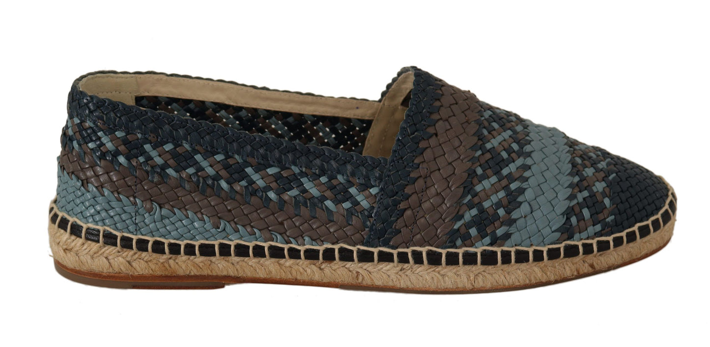 Dolce & Gabbana Blue Gray Slip On Buffalo Espadrille Shoes Curated Luxury Accessories by Orvyn