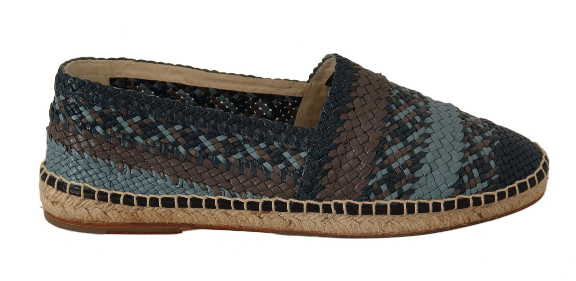 Dolce & Gabbana Blue Gray Slip On Buffalo Espadrille Shoes Curated Luxury Accessories by Orvyn