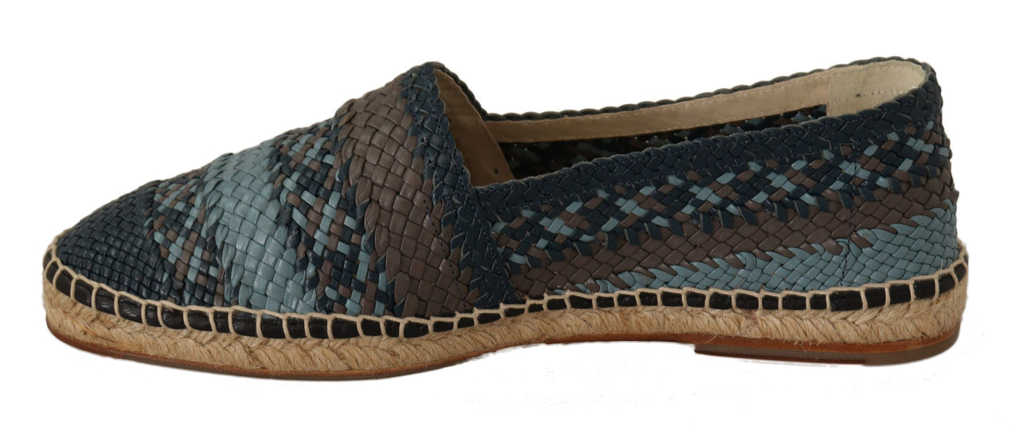 Dolce & Gabbana Blue Gray Slip On Buffalo Espadrille Shoes Curated Luxury Accessories by Orvyn