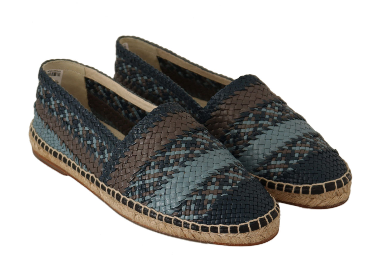 Dolce & Gabbana Blue Gray Slip On Buffalo Espadrille Shoes Curated Luxury Accessories by Orvyn