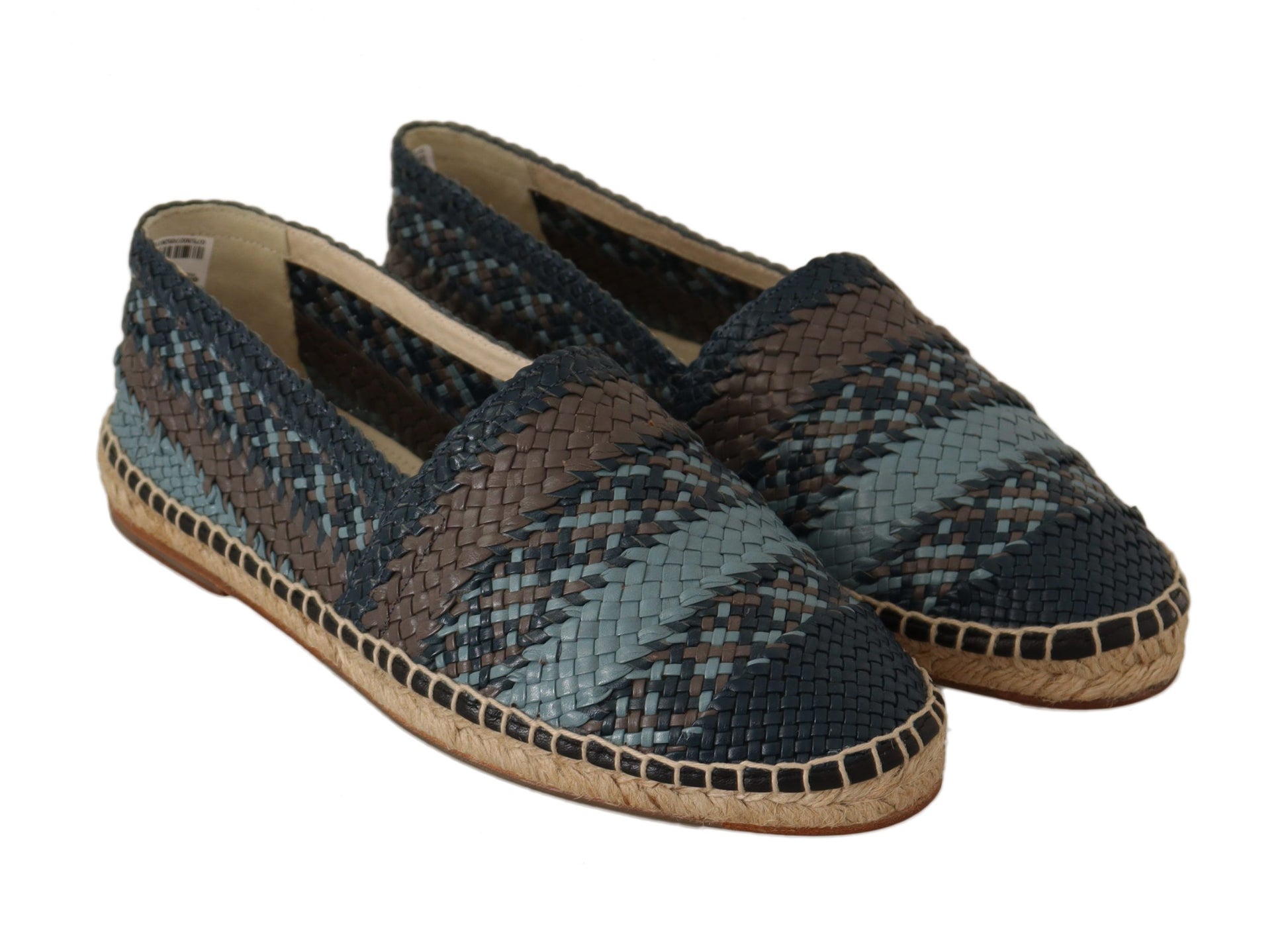 Dolce & Gabbana Blue Gray Slip On Buffalo Espadrille Shoes Curated Luxury Accessories by Orvyn