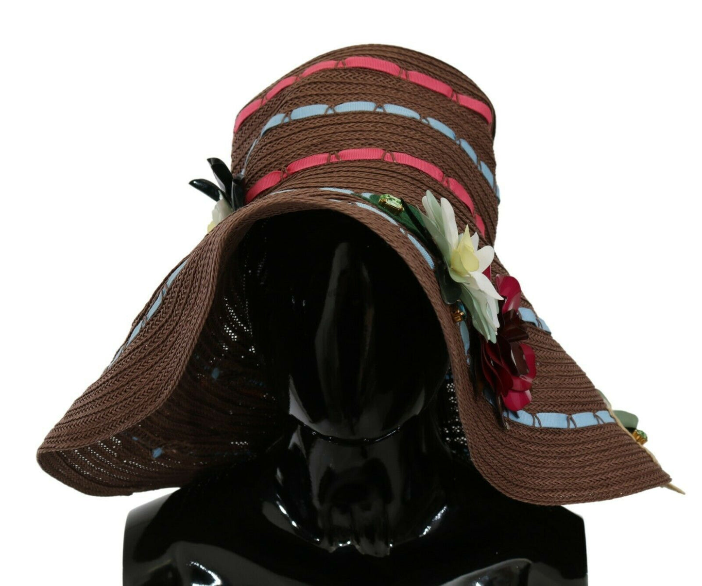 Dolce & Gabbana Brown Knitted Straw Floral Hat Curated Luxury Accessories by Orvyn