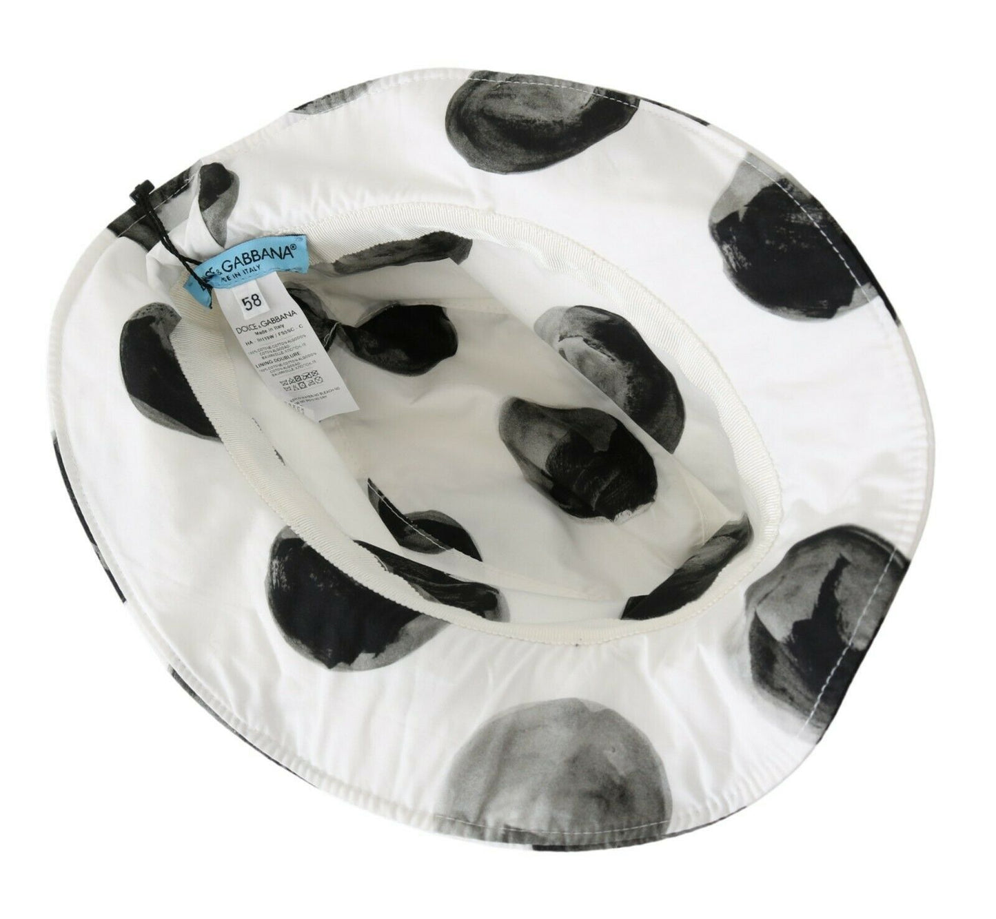 Dolce & Gabbana White Cotton Big Polka Dot Pattern Bucket Hat Curated Luxury Accessories by Orvyn