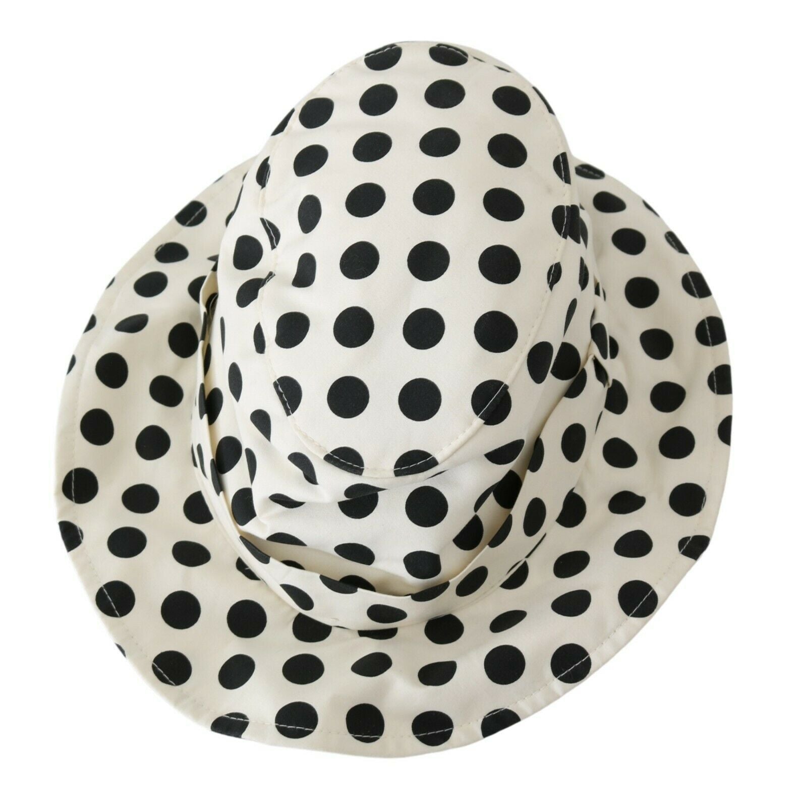 Dolce & Gabbana White 100% Cotton Polka Dot Design Trilby Hat Curated Luxury Accessories by Orvyn