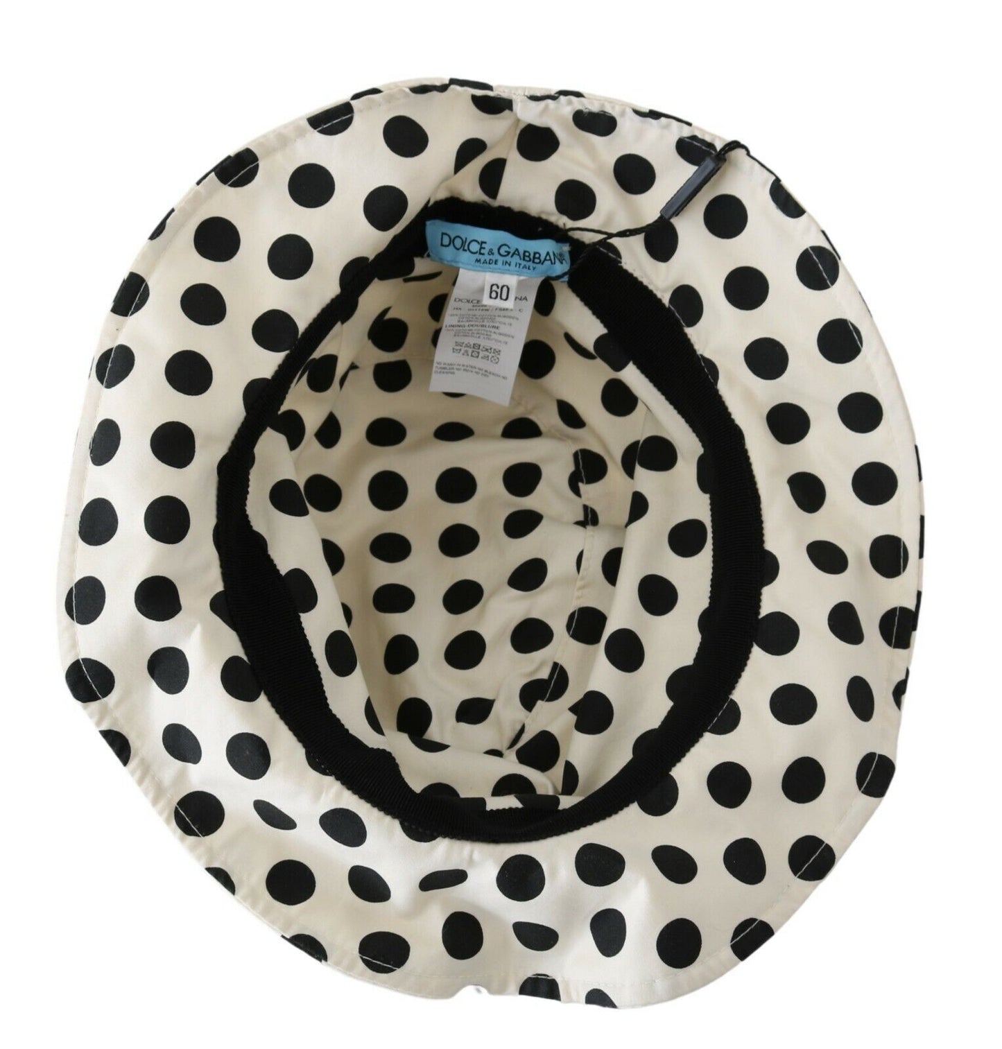 Dolce & Gabbana White 100% Cotton Polka Dot Design Trilby Hat Curated Luxury Accessories by Orvyn