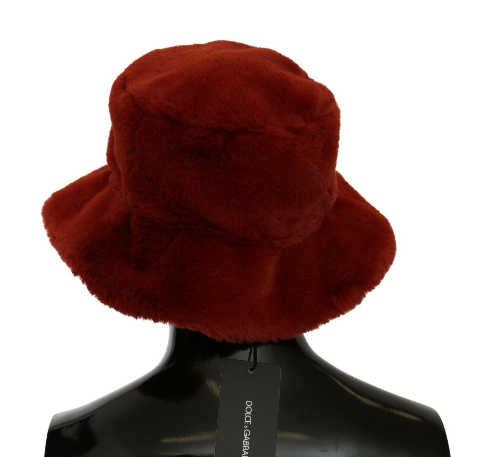 Dolce & Gabbana Red Bordeaux Fur Wide Brim Bucket Hat Curated Luxury Accessories by Orvyn