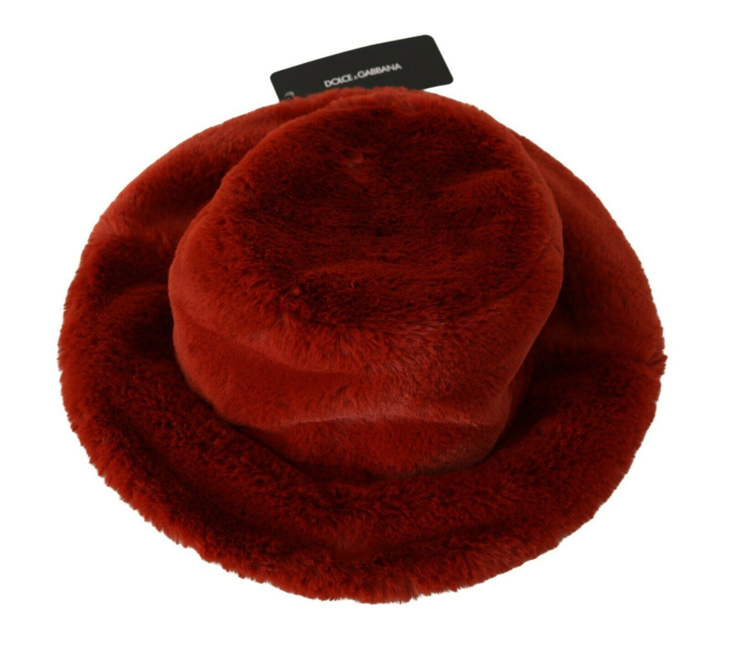 Dolce & Gabbana Red Bordeaux Fur Wide Brim Bucket Hat Curated Luxury Accessories by Orvyn