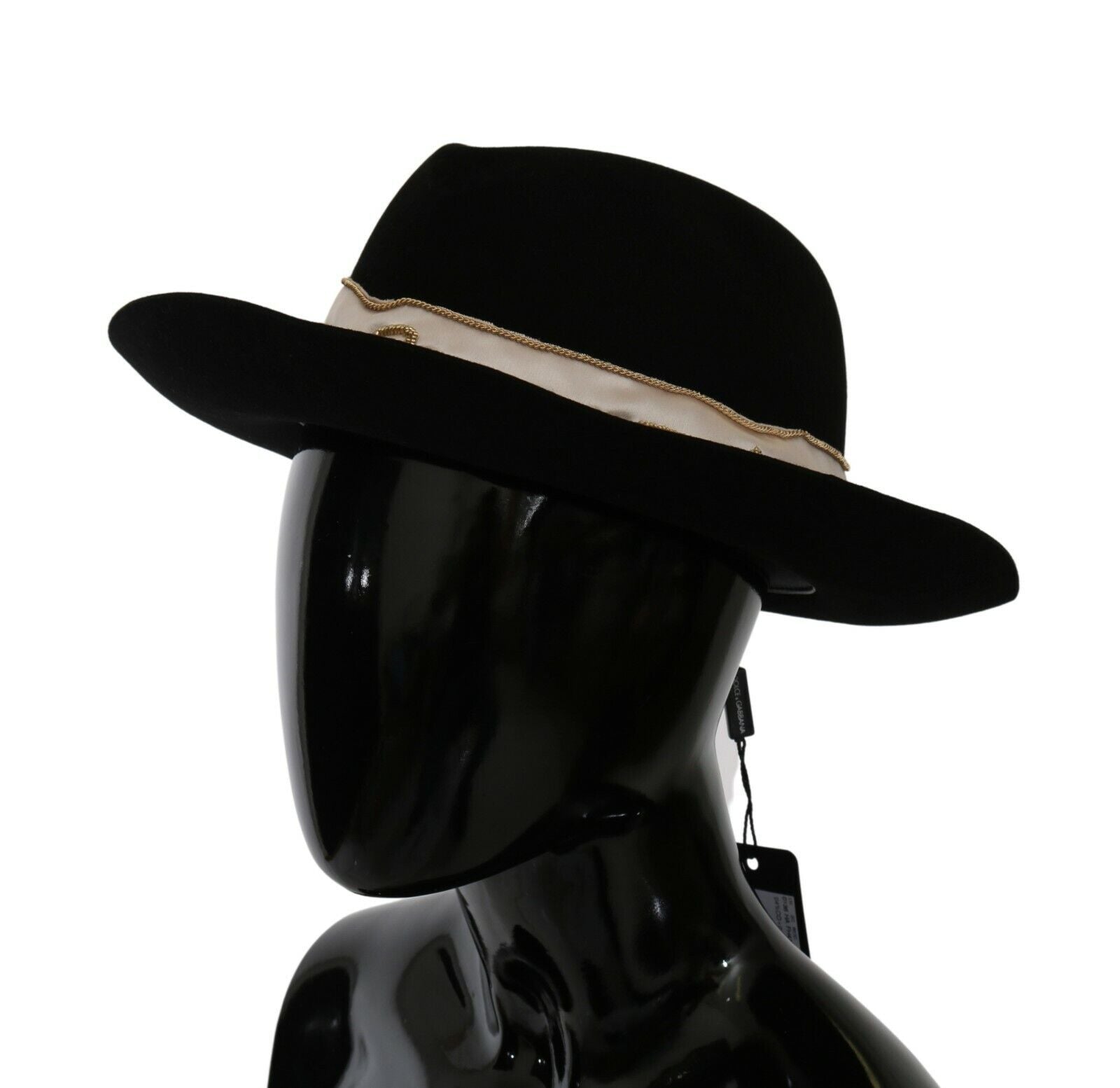 Dolce & Gabbana Black Lapin Amor Gignit Wide Brim Panama Hat Curated Luxury Accessories by Orvyn
