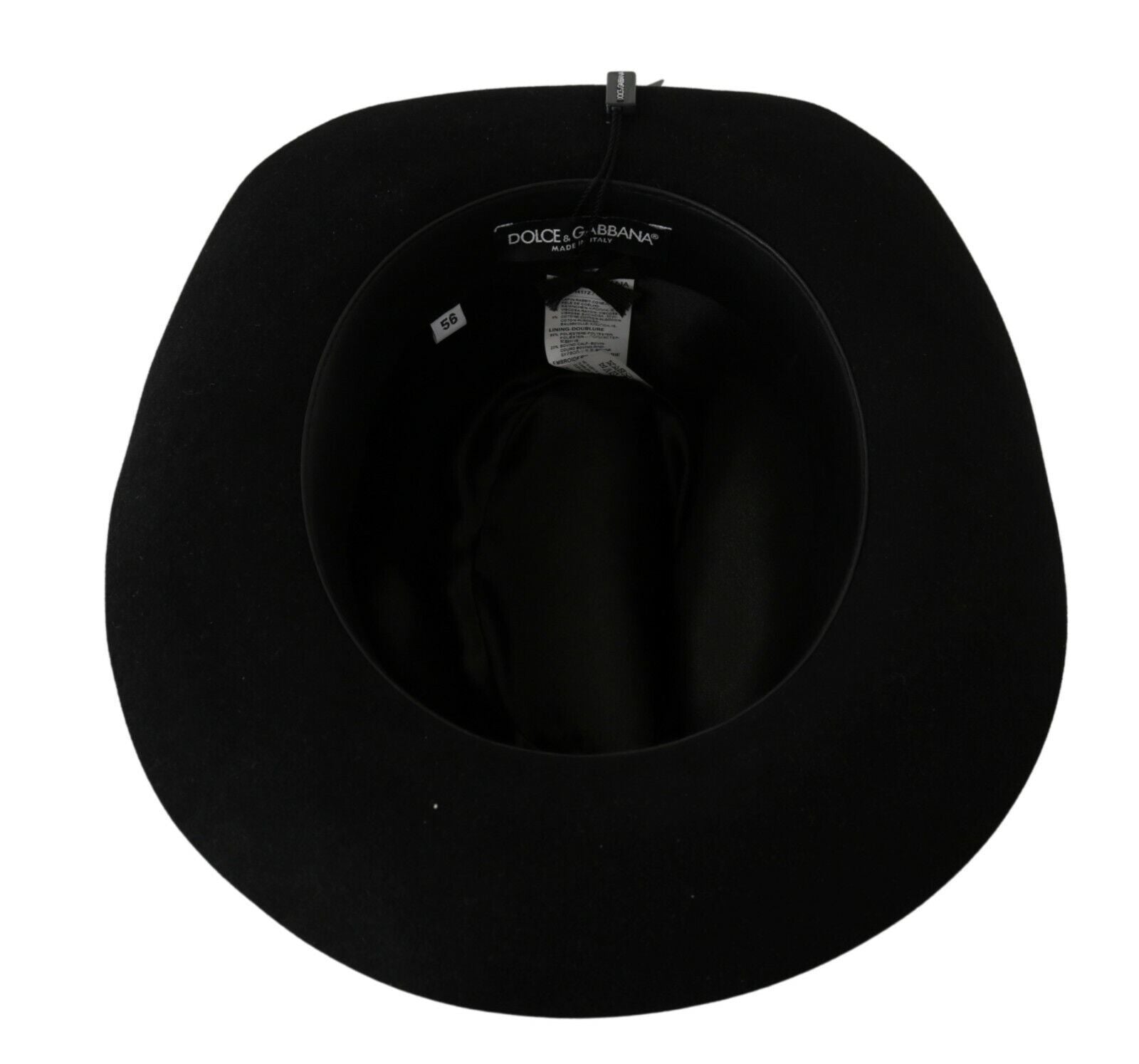 Dolce & Gabbana Black Lapin Amor Gignit Wide Brim Panama Hat Curated Luxury Accessories by Orvyn