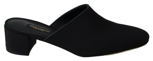 Dolce & Gabbana Black Grosgrain Slides Sandals Women Shoes schwarz