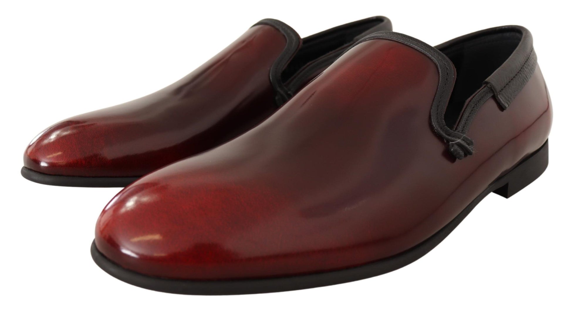 Dolce & Gabbana Bordeaux Patent Leather Dress Loafers Shoes Curated Luxury Accessories by Orvyn