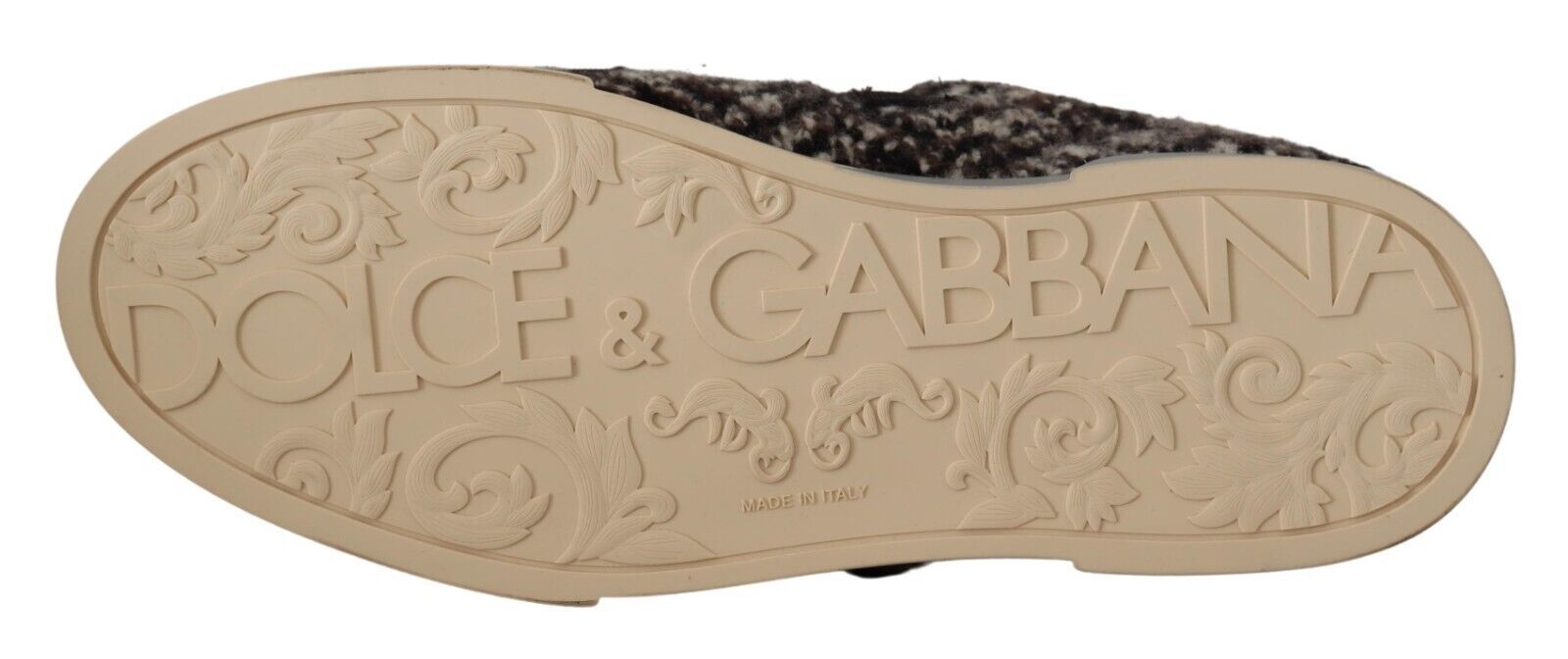 Dolce & Gabbana Silver Leather Brown Cotton Wool Sneakers Shoes Curated Luxury Accessories by Orvyn