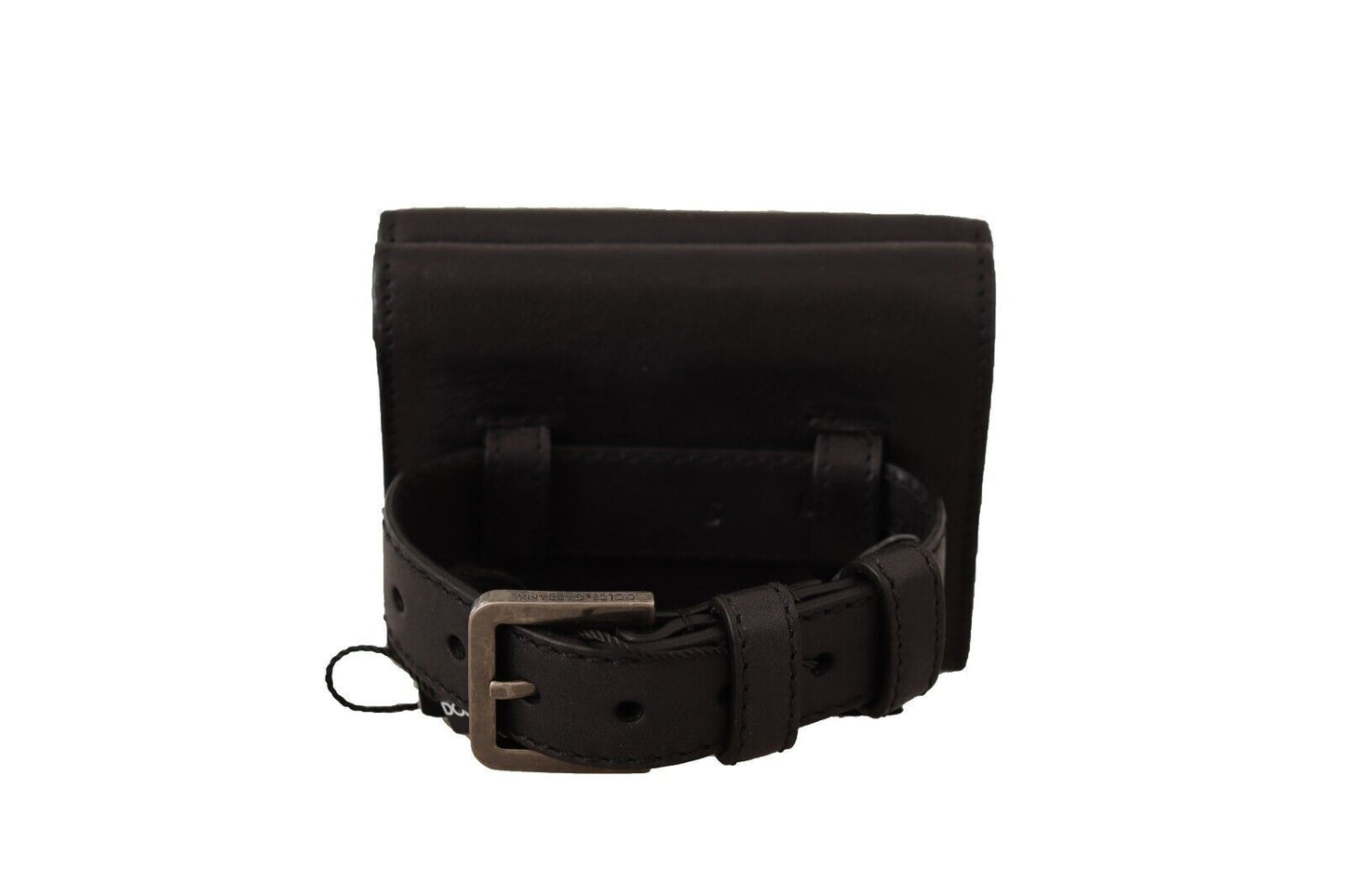 Dolce & Gabbana Black Leather Trifold Purse Belt Multi Kit Wallet Curated Luxury Accessories by Orvyn