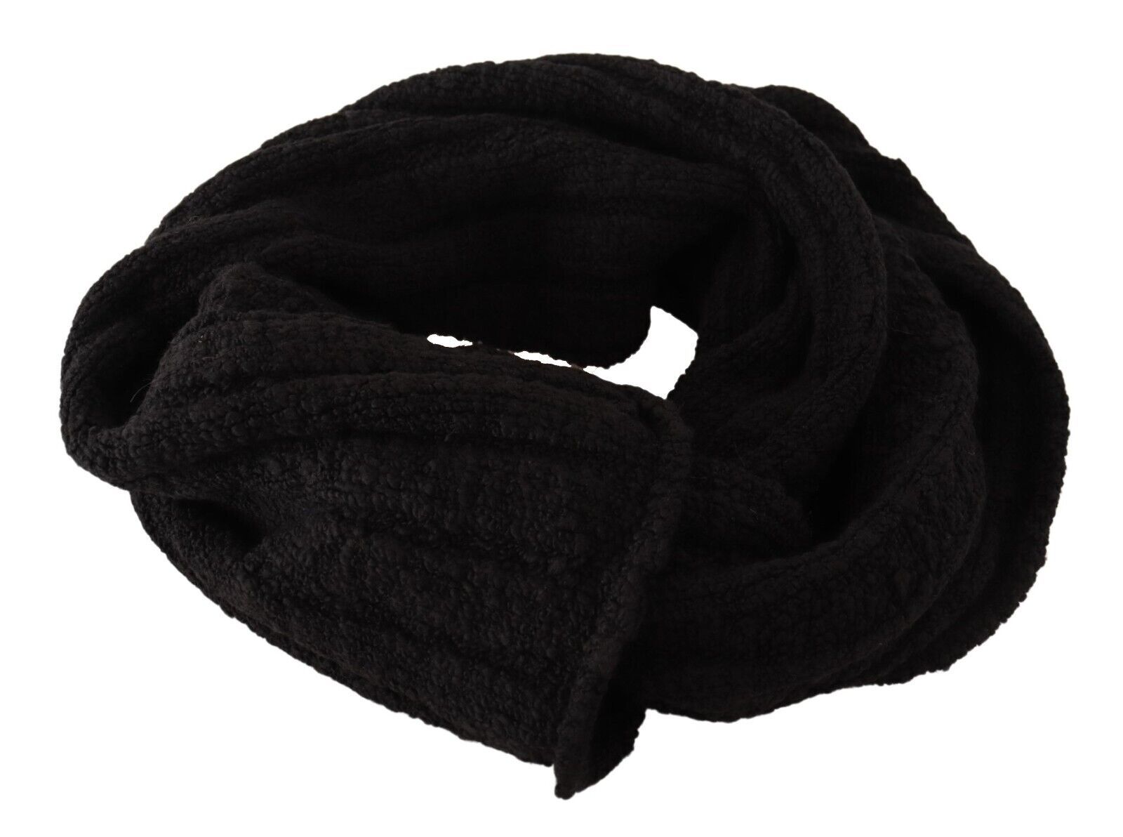 Dolce & Gabbana Black Virgin Wool Knitted Unisex Warmer Shawl Scarf Curated Luxury Accessories by Orvyn