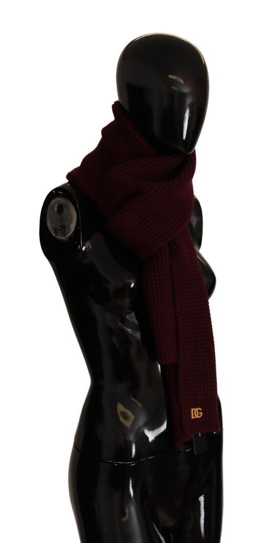 Dolce & Gabbana Dark Red Cashmere Logo Wrap Shawl Knitted Scarf Curated Luxury Accessories by Orvyn