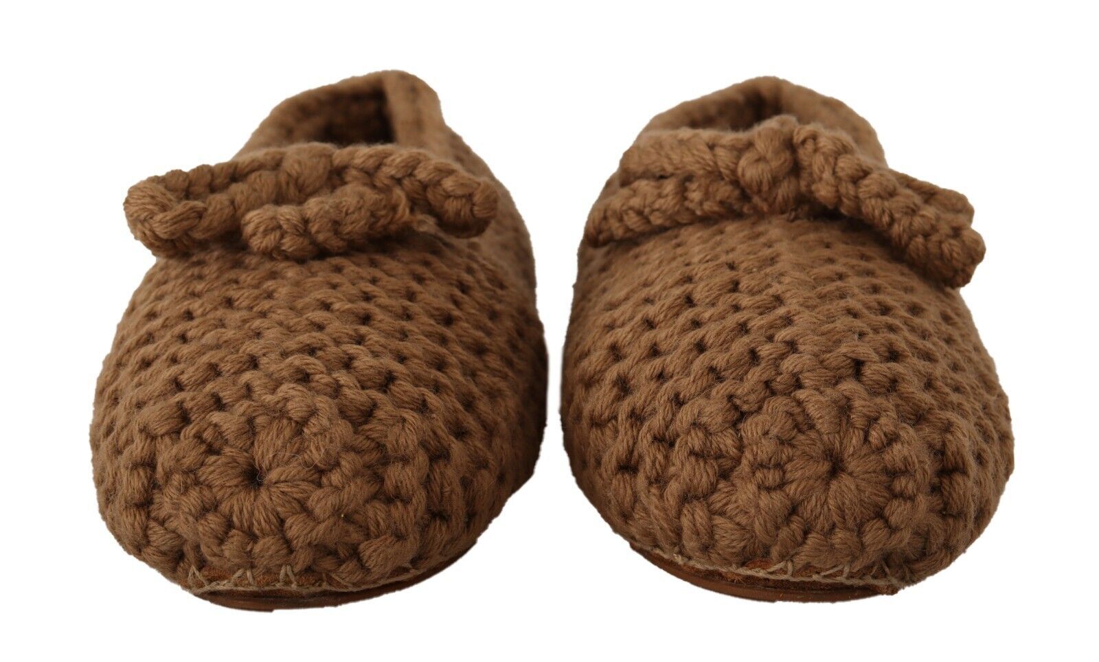 Dolce & Gabbana Brown Slip On Ballerina Flats Wool Knit Shoes braun