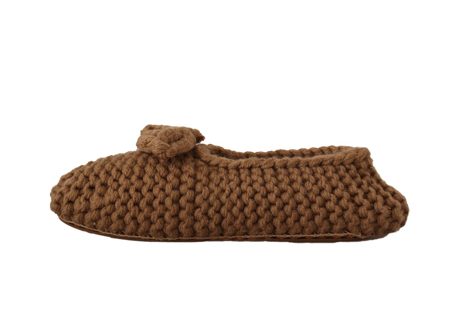 Dolce & Gabbana Brown Slip On Ballerina Flats Wool Knit Shoes braun
