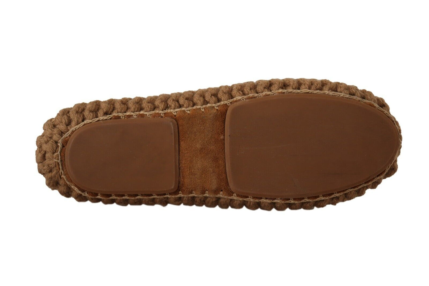 Dolce & Gabbana Brown Slip On Ballerina Flats Wool Knit Shoes braun