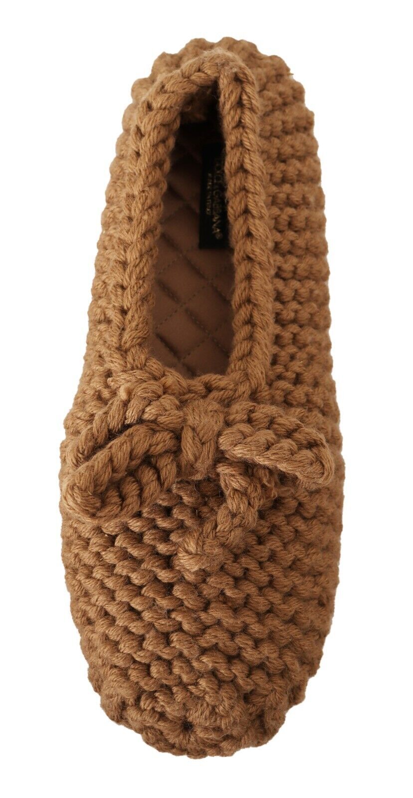 Dolce & Gabbana Brown Slip On Ballerina Flats Wool Knit Shoes braun