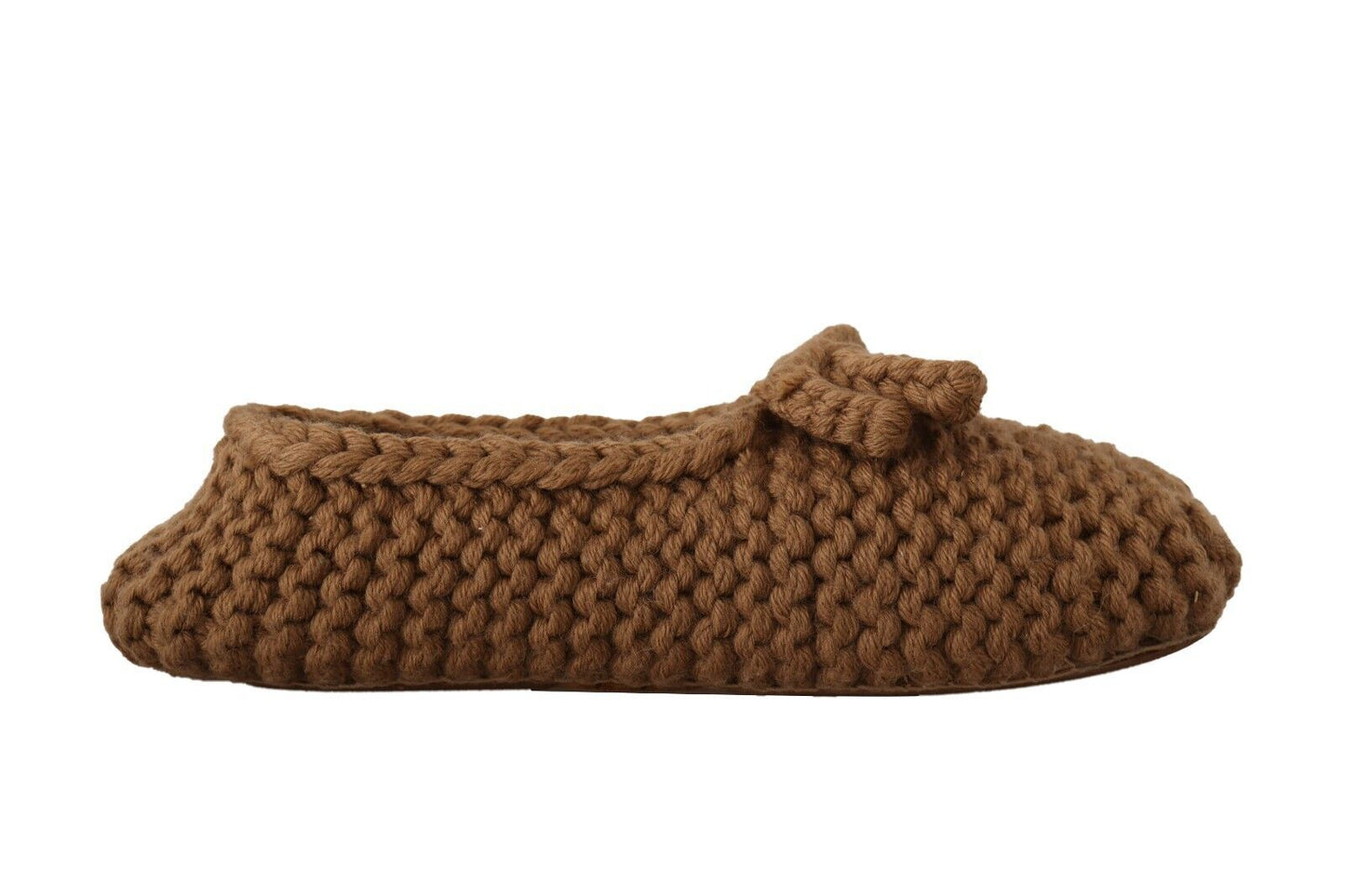Dolce & Gabbana Brown Slip On Ballerina Flats Wool Knit Shoes braun