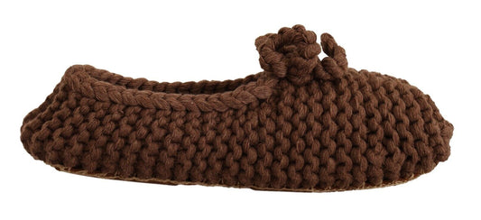 Dolce & Gabbana Brown Slip On Ballerina Flats Wool Knit Shoes braun