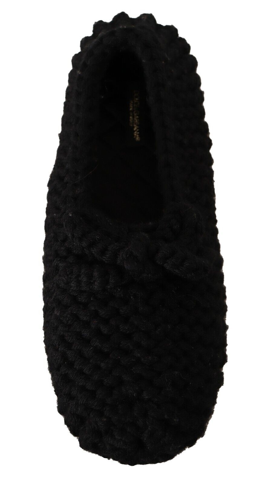 Dolce & Gabbana Black Slip On Ballerina Flats Wool Knit Shoes schwarz