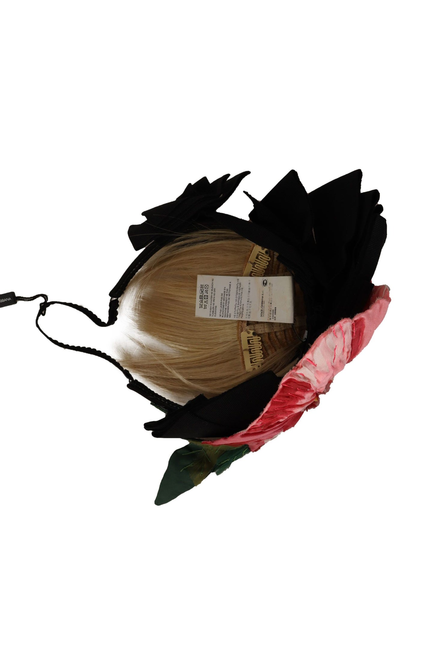 Dolce & Gabbana Black Silk White Hair Parrucchiera Diadem Headband Curated Luxury Accessories by Orvyn
